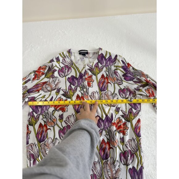 Womens Lands End Floral Cardigan Sweater 1X Button Front Pima Cotton - Picture 4 of 10